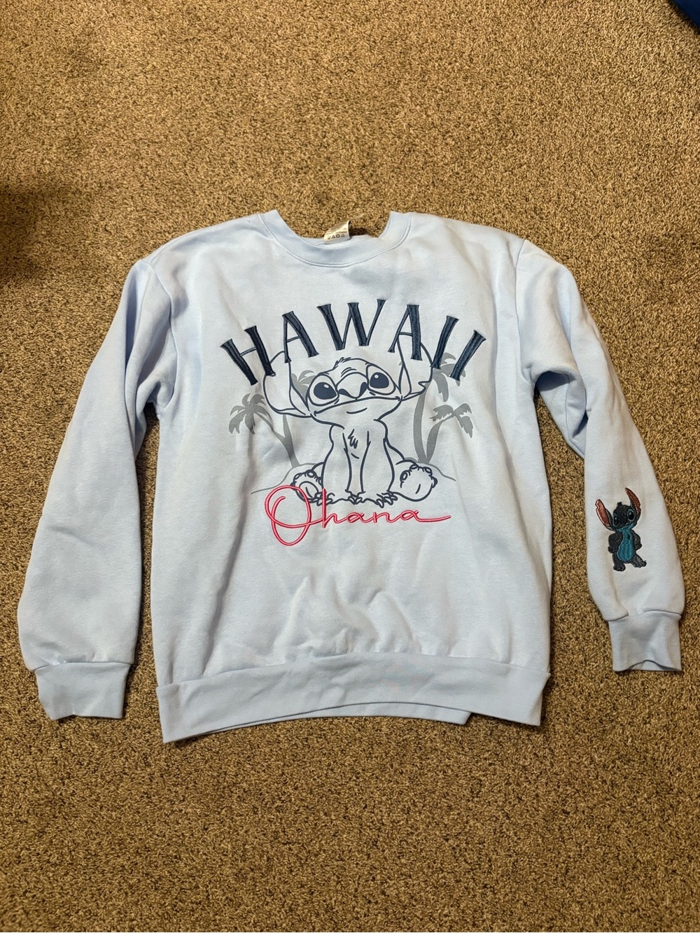Disney Light Blue Stitch "Hawaii Ohana" Crewneck Sweatshirt